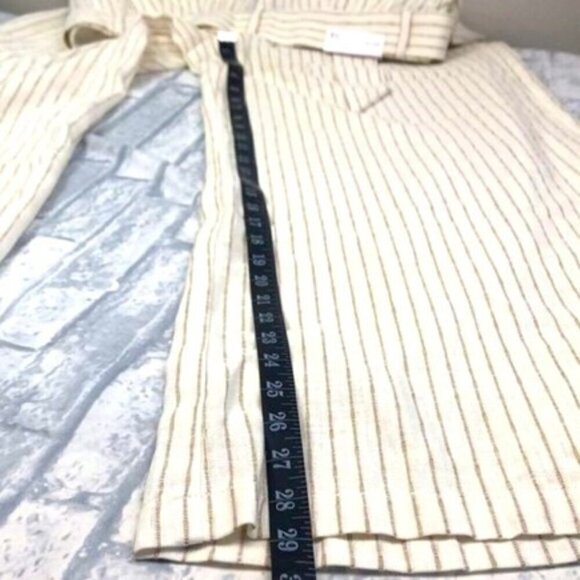Lane Bryant Linen Pinstripe Trousers High Rise Wide Leg Belted Flare Pants NEW - Picture 8 of 11